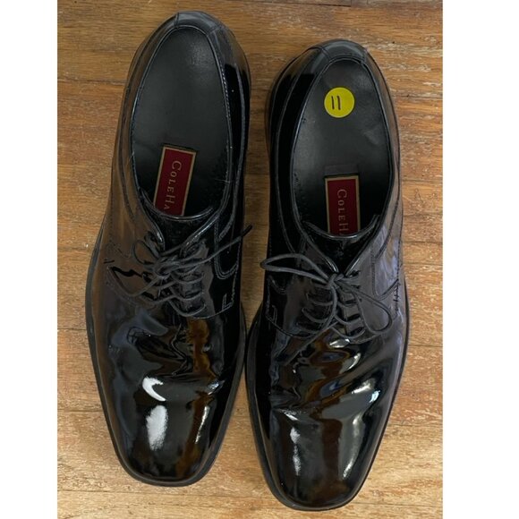 Vintage Mens Cole Haan Dress Shoes Size 11 Black Patent Leather Lace Up Derby main image 4